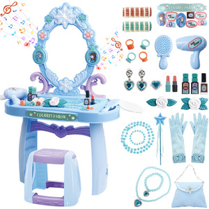 Girls Light Makeup Table Vanity Pretend Cosmetics Toy Set