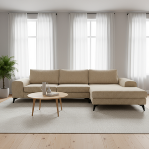 Cream / Right-hand Venice Basket Weave Fabric Corner Sofa shot 11026736