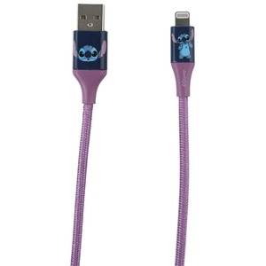 Stitch 6ft USB-A To Lightning Braided Charging Cable Blue Face