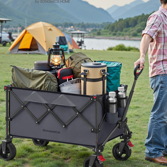 SONGMICS  Foldable Trolley, Garden Camping Trolley with Handle