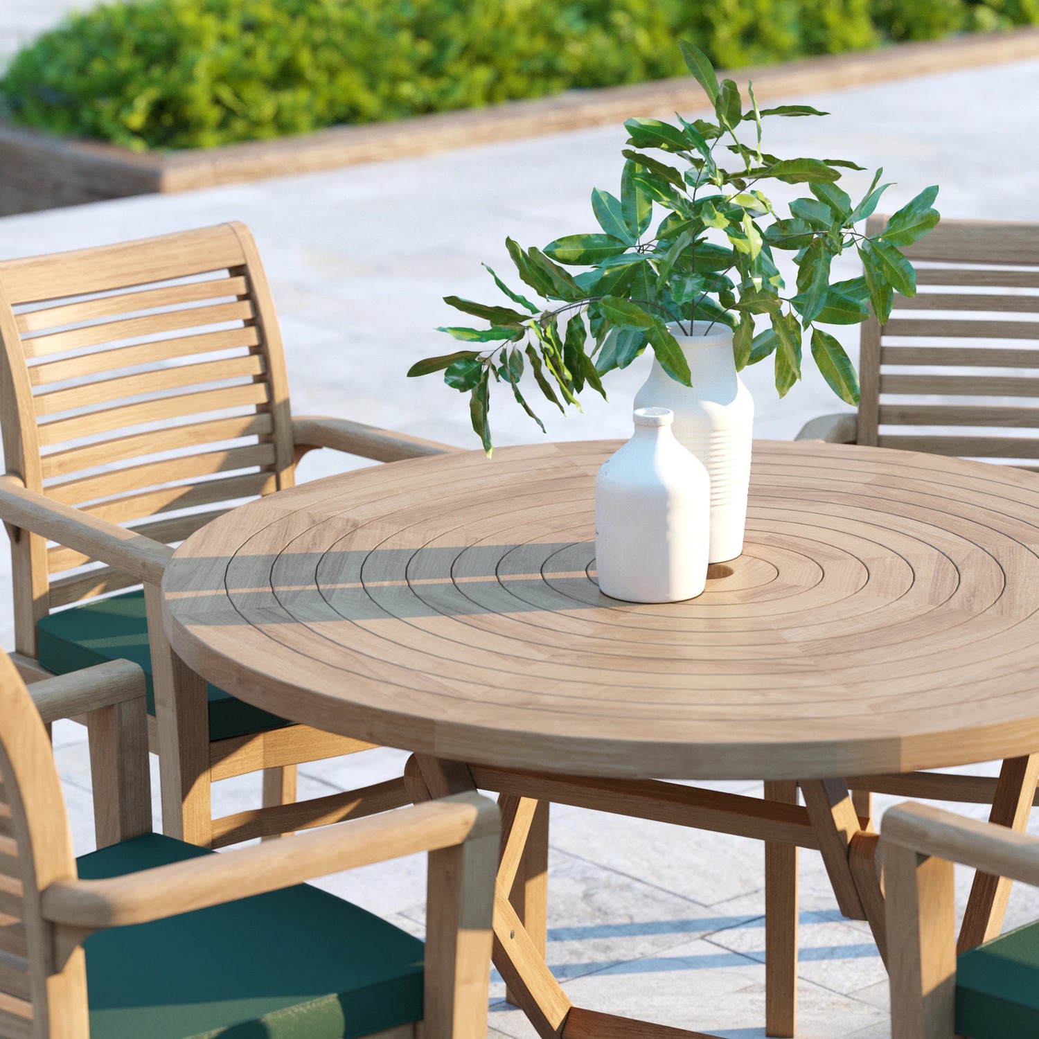 Fiji Teak Garden Dining Table And 4 Seat Chair Set - Teak Green