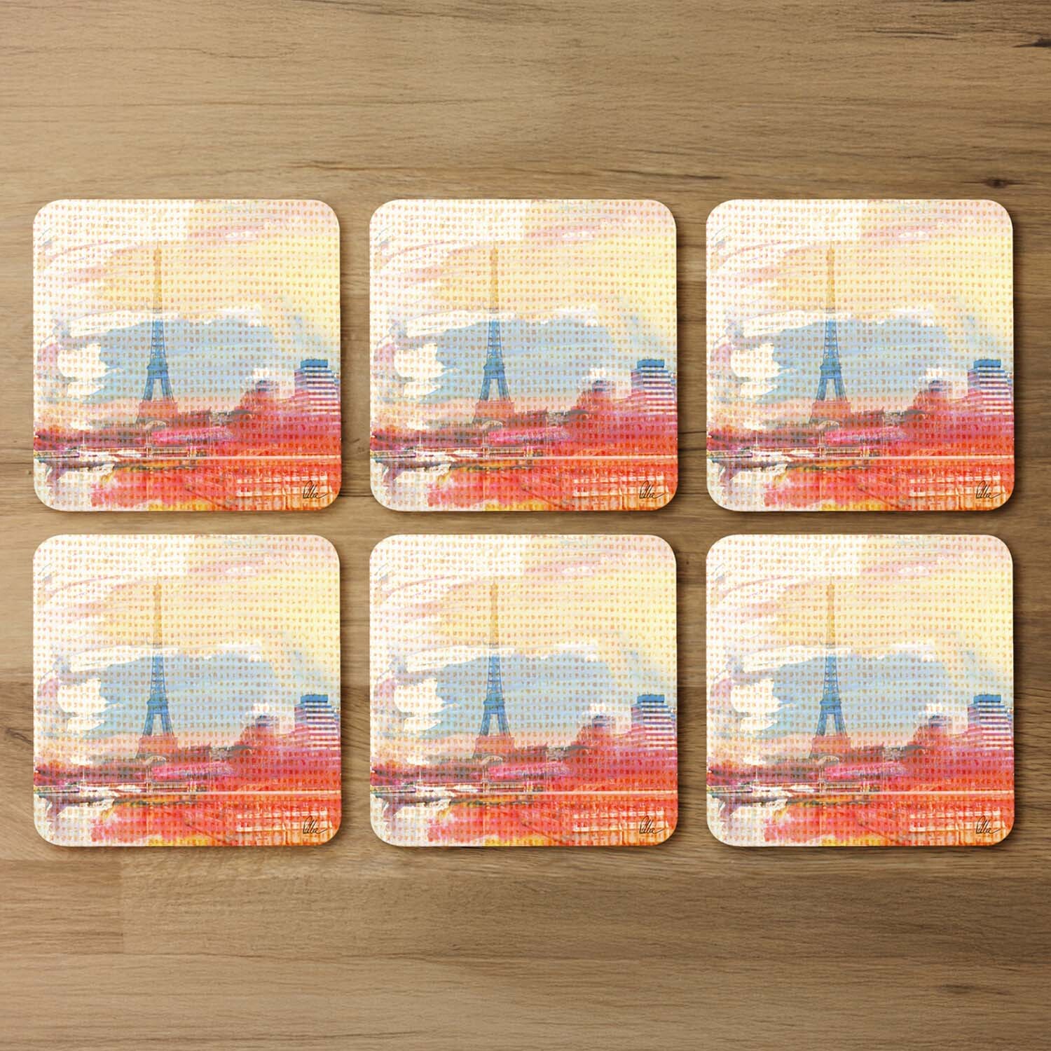 Image of Hessian Paris Coaster - Red
