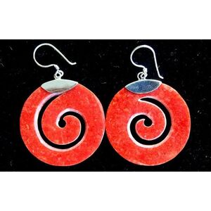 Elegant 925 Silver Coral Scroll Earrings