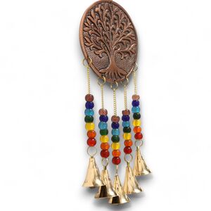 Indian Chimes Medium Tree of Life Chakra Beads 5 Bells Gold