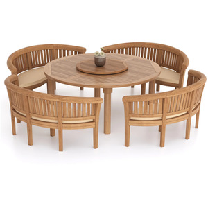 Palamos Teak Garden Dining Table and 4 Seat Chair Set