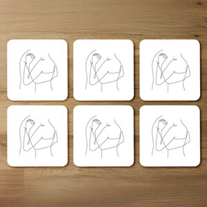 line art hug Designer Coaster Set