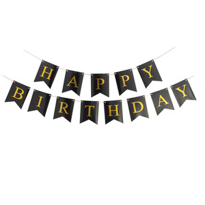 Black and Gold Happy Birthday Banner