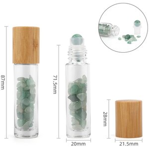 Aventurine Gemstone Essential Oil Roller Bottle with Wooden Cap