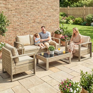 Outsunny 4 Piece Rattan Garden Furniture Set with Cushions