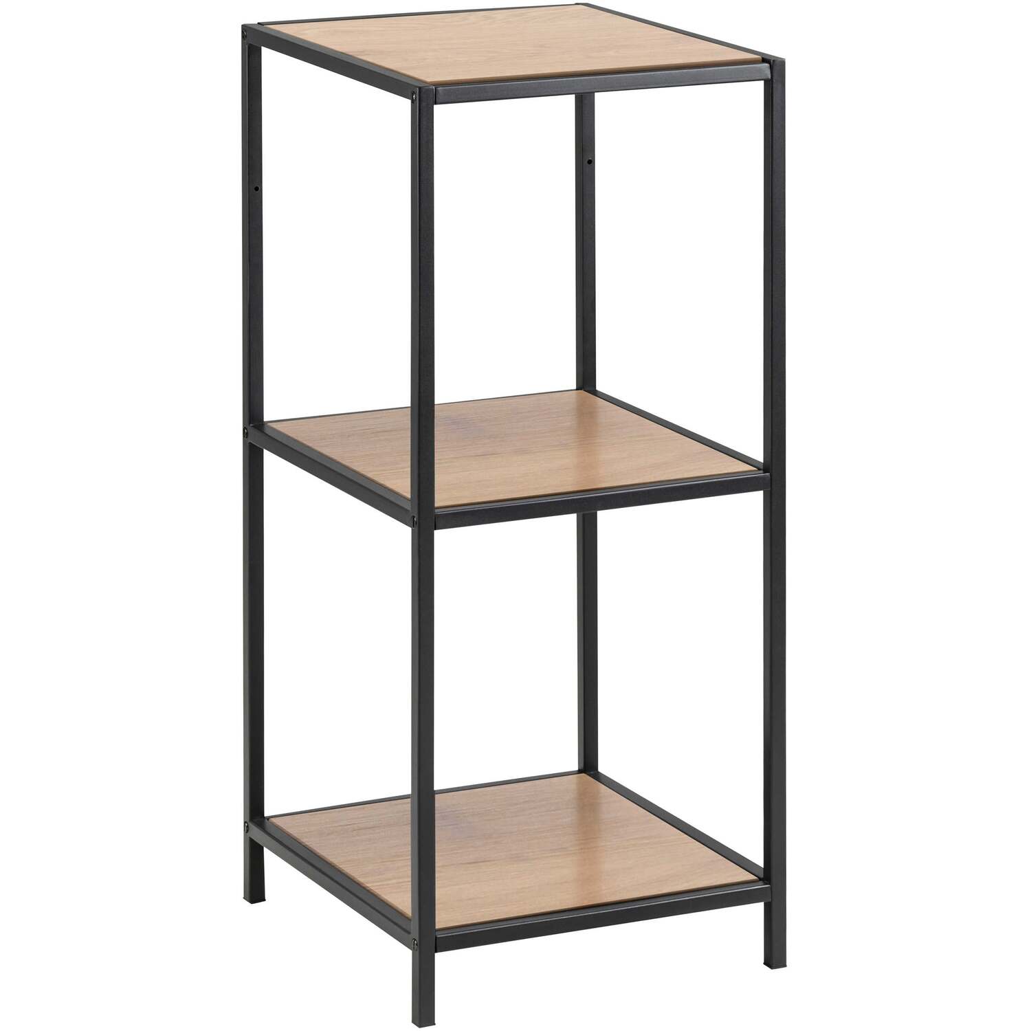 El Paso Small Narrow Bookcase - Matte Black Frame, Wild Oak Veneer Shelves - Natural