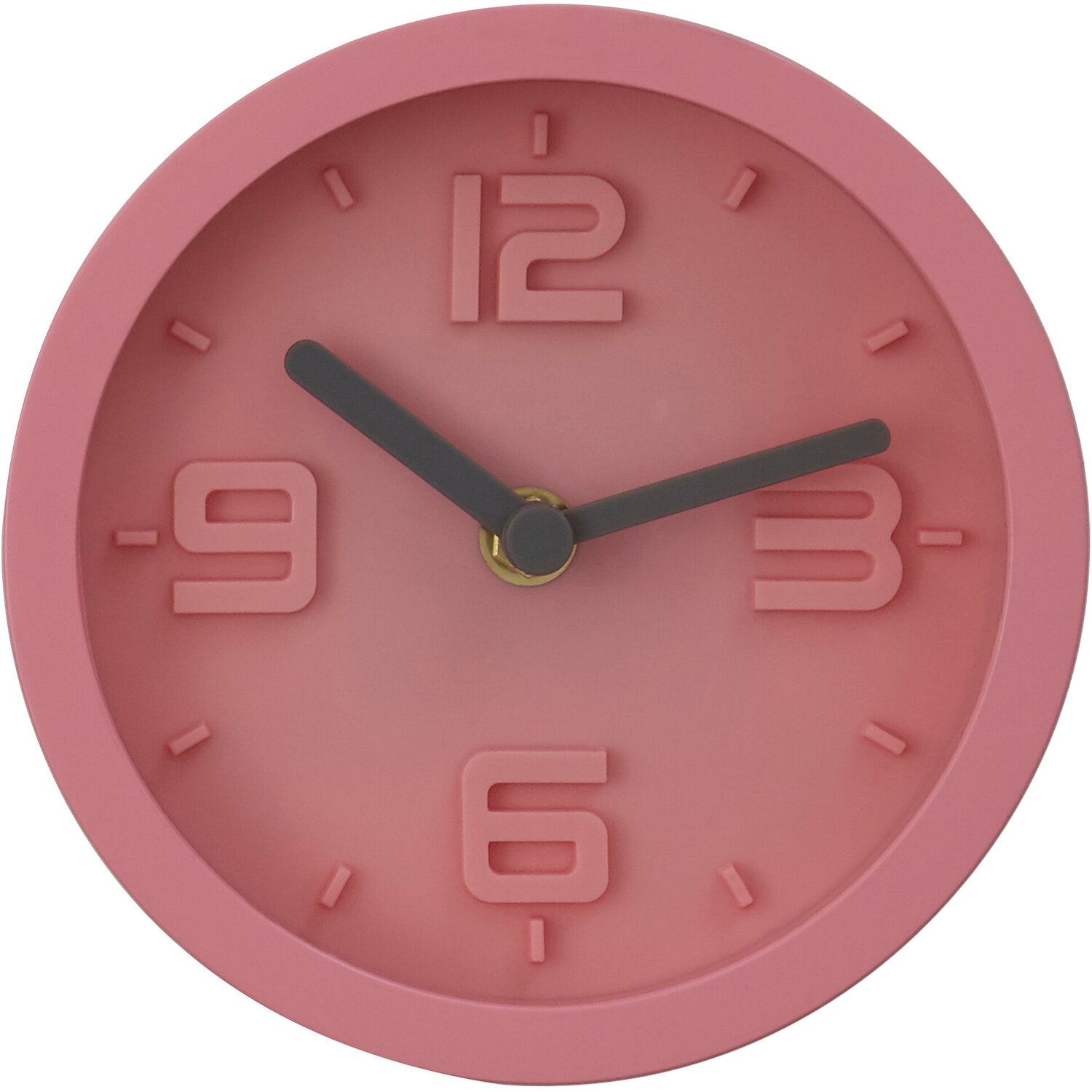 Interiors By Premier Elko 16Cm Dia Pink Finish Embossed Effect Wall Clock - Pink