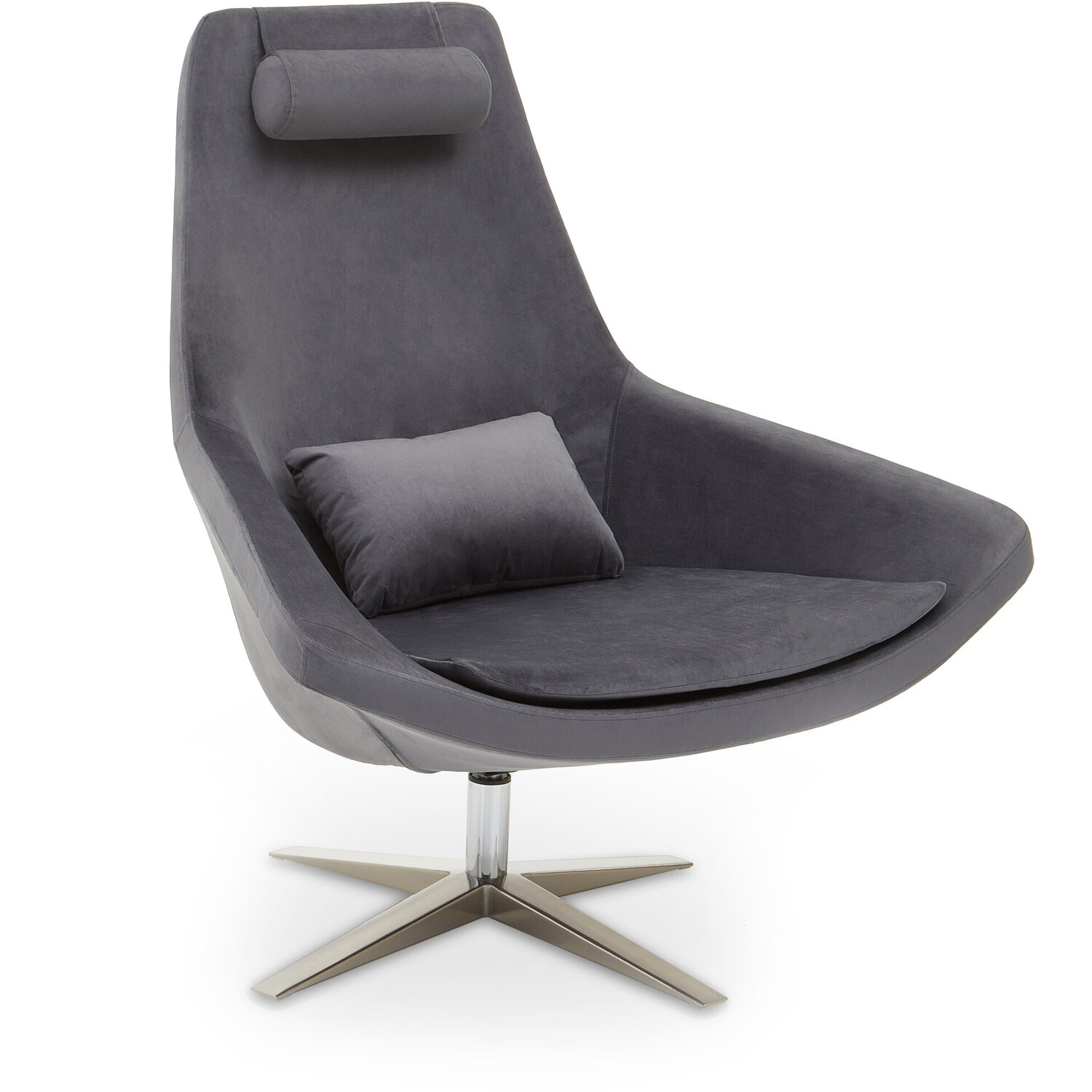 Kalo Grey Velvet Swivel Lounge Chair - Grey