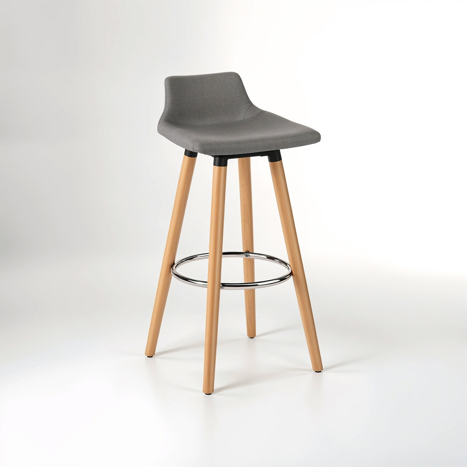 Stockholm Grey Bar Stool with Beechwood Legs - Grey