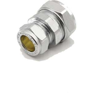 PrimaPlus Chrome Compression Reducing Coupling 22 x 15mm - 24009013 - Premium Brass Fitting for Wate