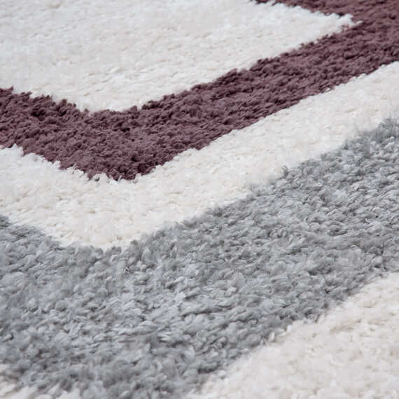 The Rugs Moodi Bordered Design Patterned Shaggy Runner