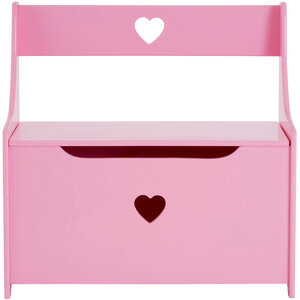 Kids Pink Heart Design Storage Box And Seat