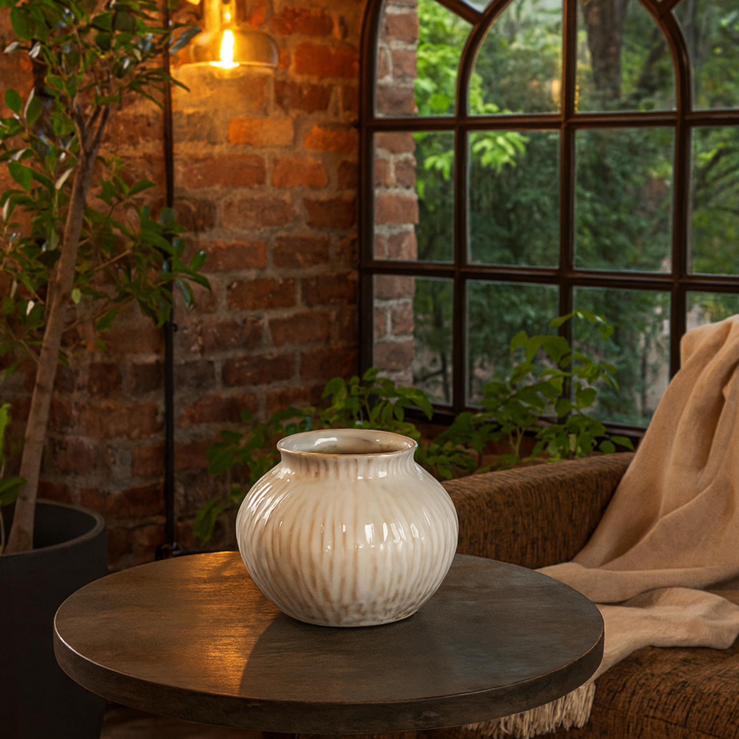 Windmere Squat Glazed Ceramic Vase - White