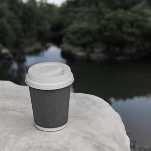 8oz Plastic Coffee Cup Lids with Sip-Through Feature – White - Grey - Set of 1000