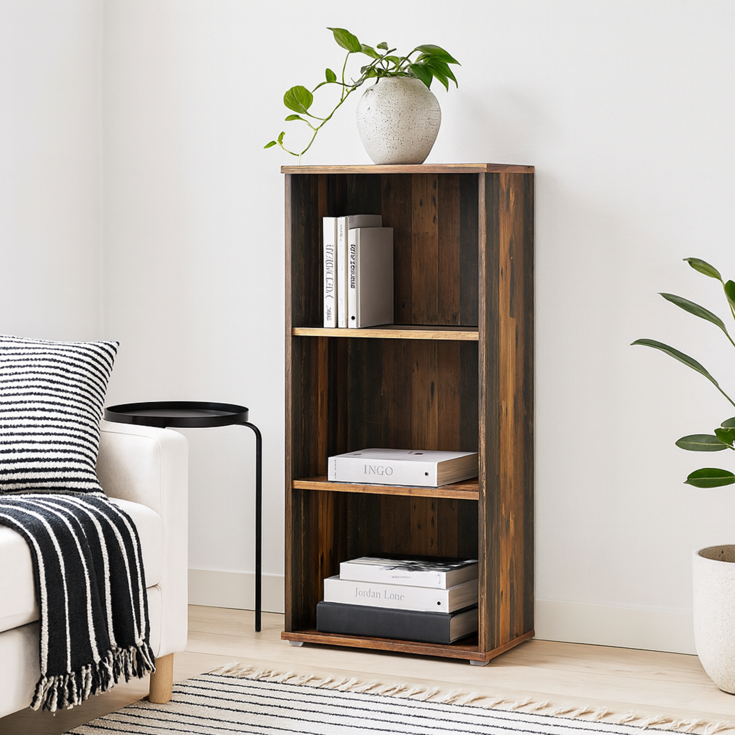 Bucharest Tall Narrow 2 Shelf Bookcase - Brown