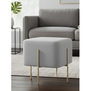 Hayes Square Grey Velvet Stool