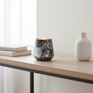 Garan Grey Marble Effect Candle Holder