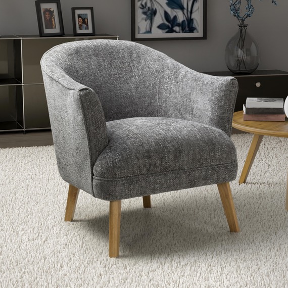 Pembroke Grey Flax Effect Winged Armchair