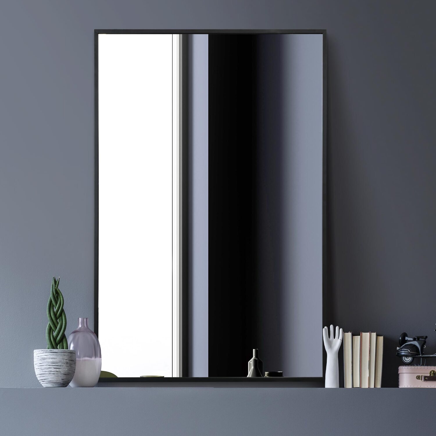 Image of Artus Black Aluminium Wall Mirror -&hellip;