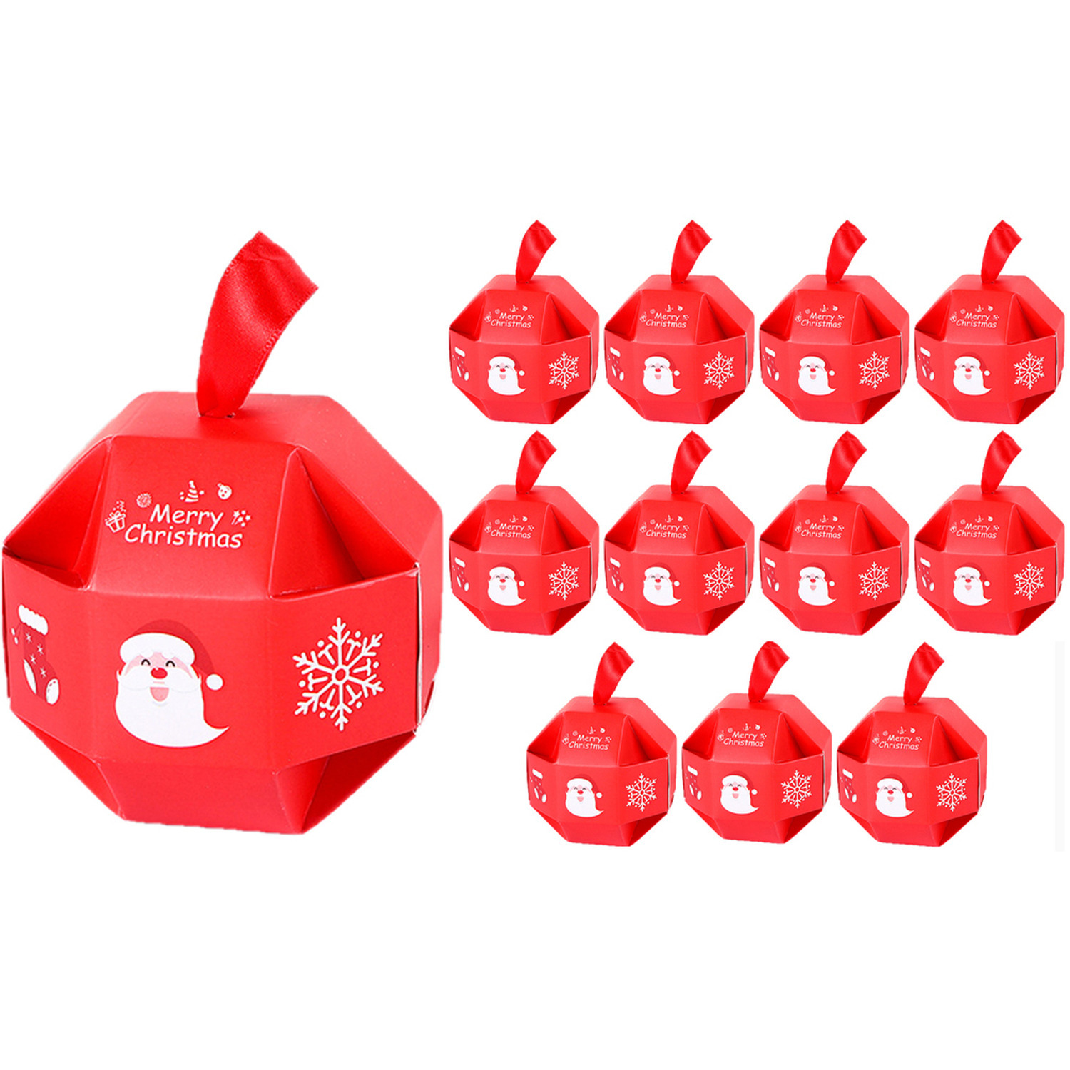 Set of 12 Christmas Treat Boxes - Red
