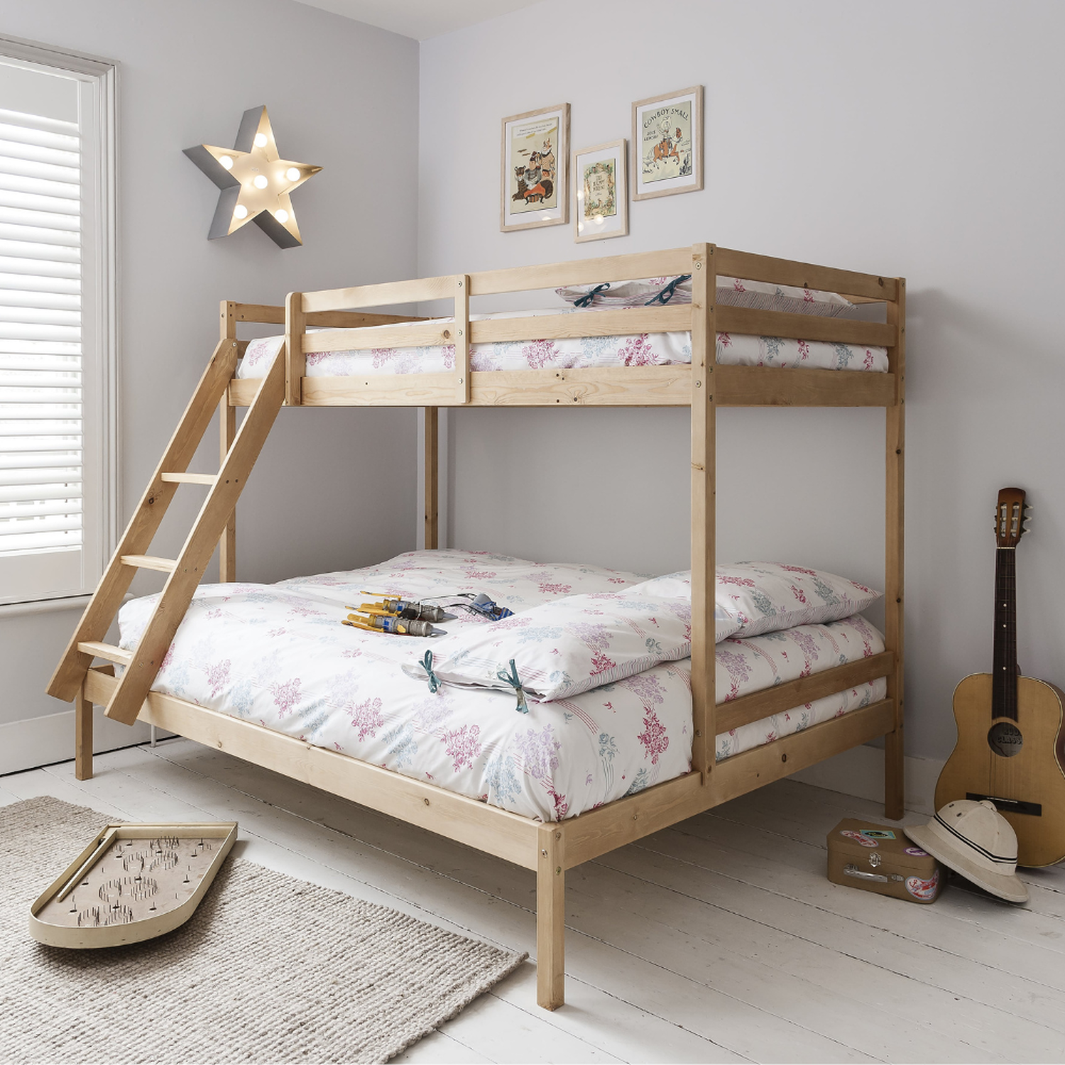 Kent Triple Bunk Bed In Natural Pine - Brown