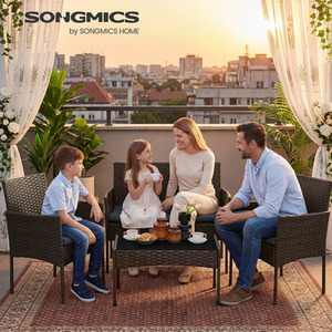 SONGMICS 4 Piece Rattan Patio Set