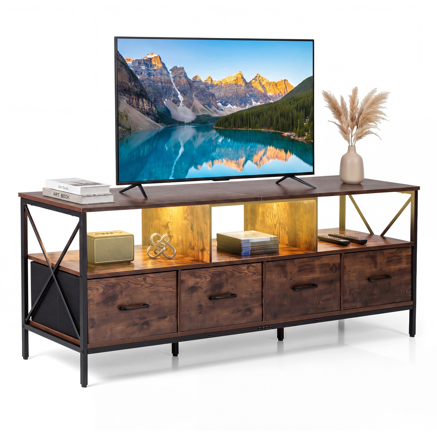 Costway Industrial Extra Long Tv Stand