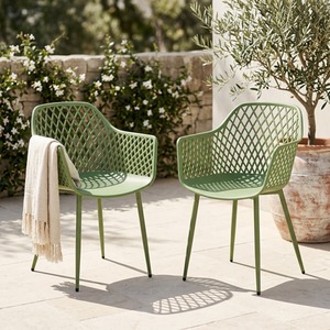 Pair of Lattice Back Garden Bistro Armchairs