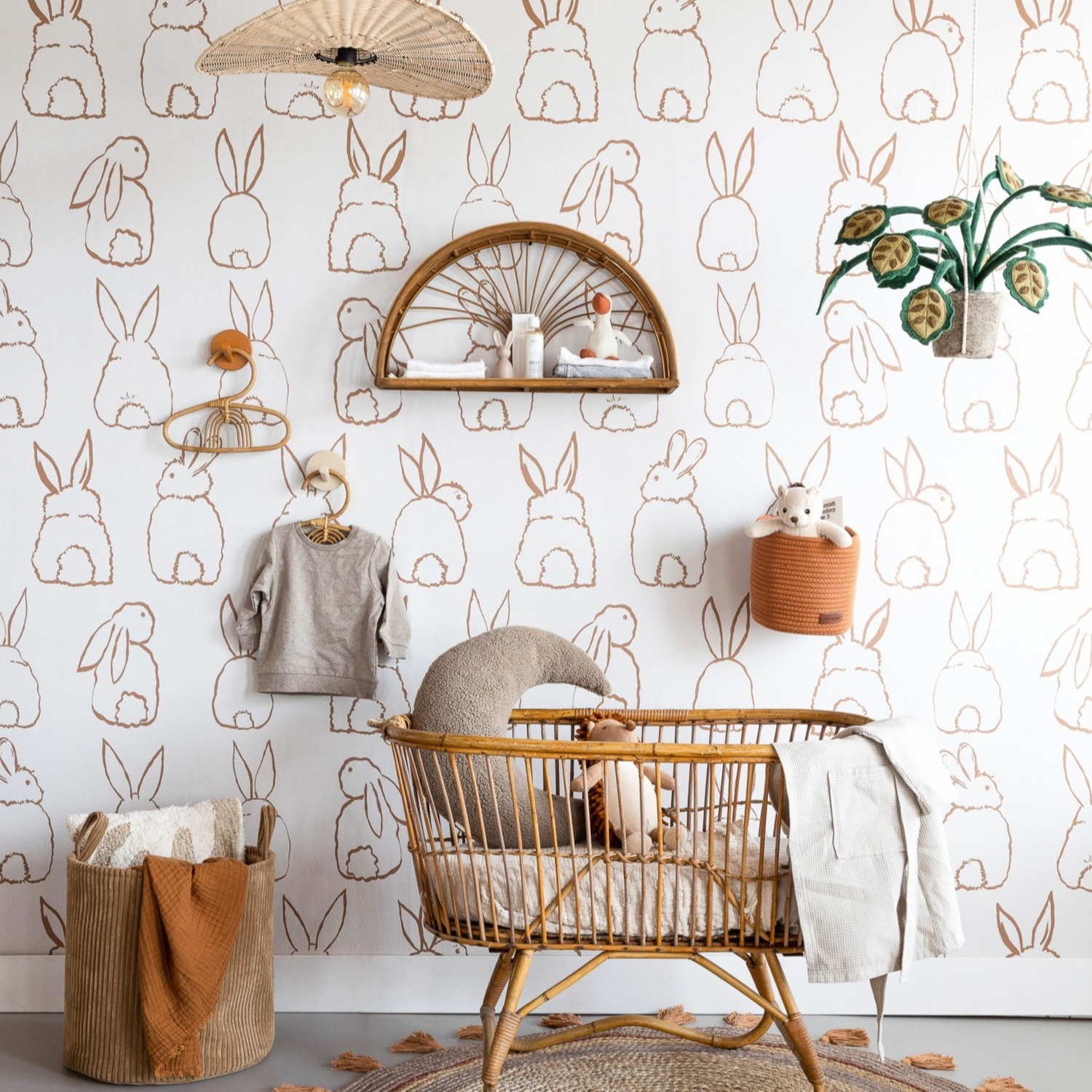Grandeco Roomblush Bunnies Terracotta 4 Lane Wall Mural - Image 3