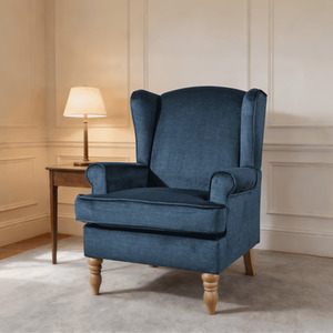 Dark Blue Helena Traditional Accent Armchair High Back Occasional Wing Back Design shot 15860984