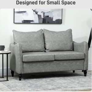 Yodilo Grey Marble-Effect Faux Leather 2-Seater Sofa