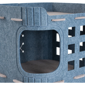 Grey Cat House with Hanging Fluffy Ball Indoor Cat House shot 16074229