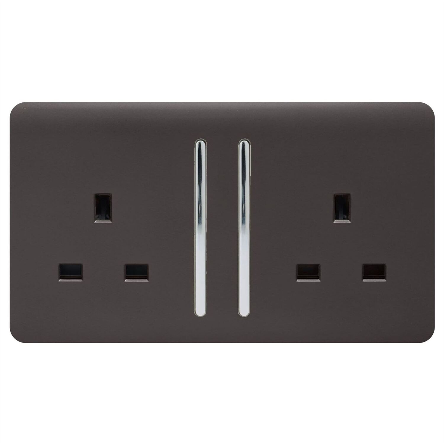 Trendi Switch Trendi 2 Gang Artistic Modern Glossy 13 Amp Switched Tactile Plug Socket Dark Brown - Image 5
