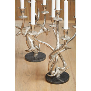 Antler 3 Arm Candelabra with Black Marble Base