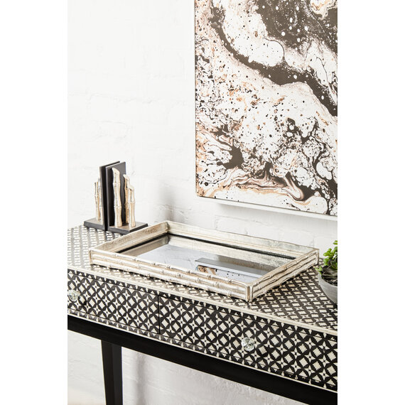 Hiba Set Of Two Silver Finish Bamboo Effect Bookends