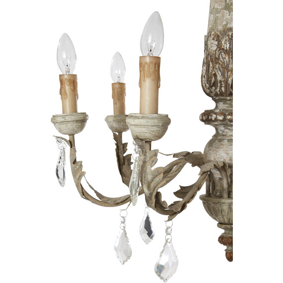 Pavatti Carved Wooden 6 Arm Chandelier