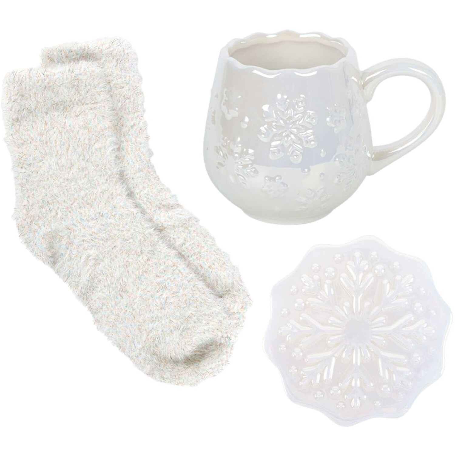 Image of Iridescent Snowflake Mug, Coaster and Socks&hellip;