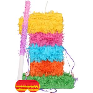 Number 1 Pinata Set with Stick & Blindfold - Pink Stick