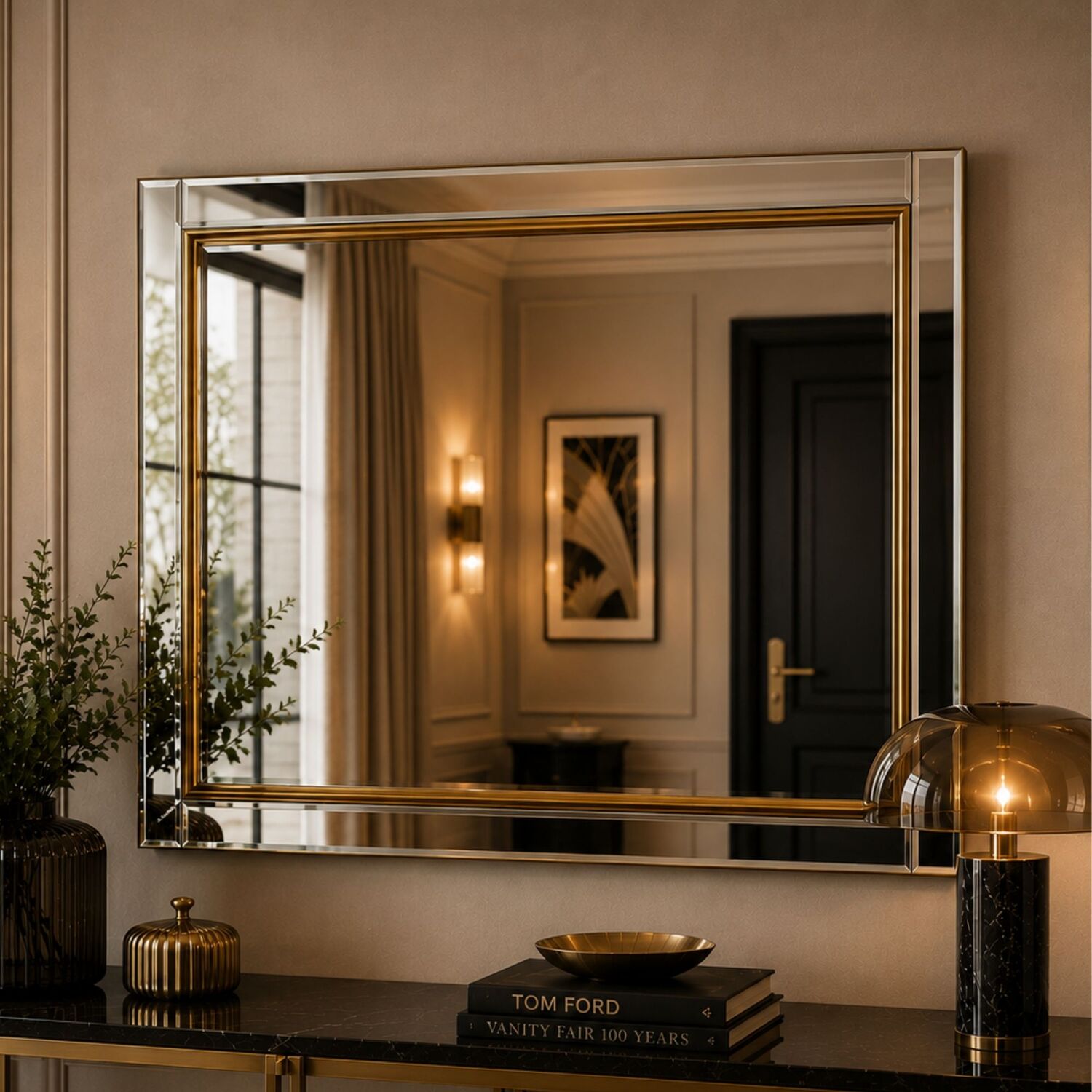Image of Brass Framed Beveled Mirror - Brass&hellip;