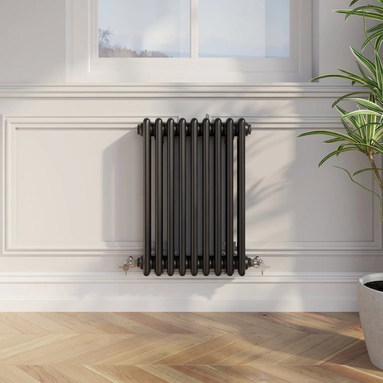 Temprazo Traditional Colosseum Double Bar Column Radiator Black 300 X 425Mm - Black / 425Mm / 600Mm / 100Mm