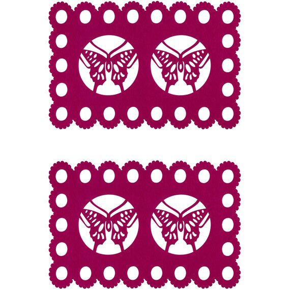 Felt Set of 2 Hot Pink Butterfly Design Placemats