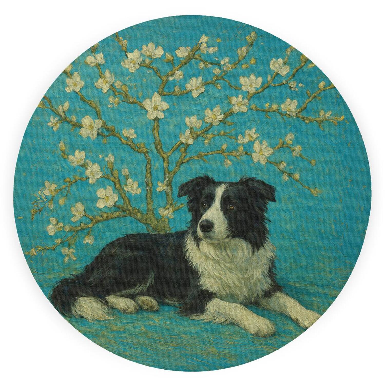 Image of Van Gogh Border Collie Textured Glass&hellip;