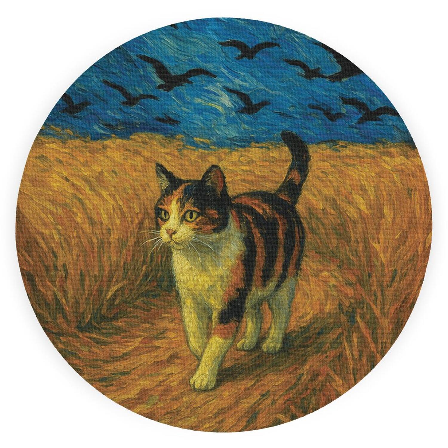 Image of Van Gogh Wheatfield Calico Cat Textured&hellip;