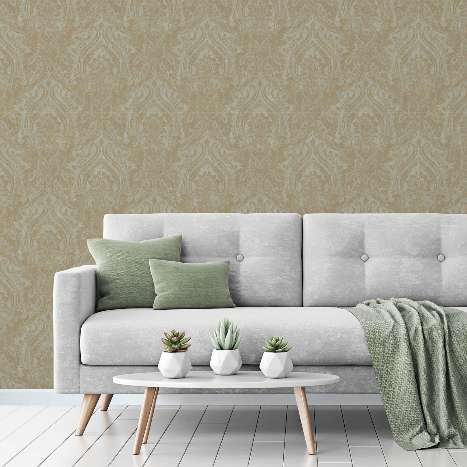 Grandeco Sage Damask Textured Wallpaper - Image 3