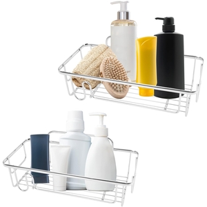 Rectangular 2x Shower Caddy Bathroom Suction Shelf Storage