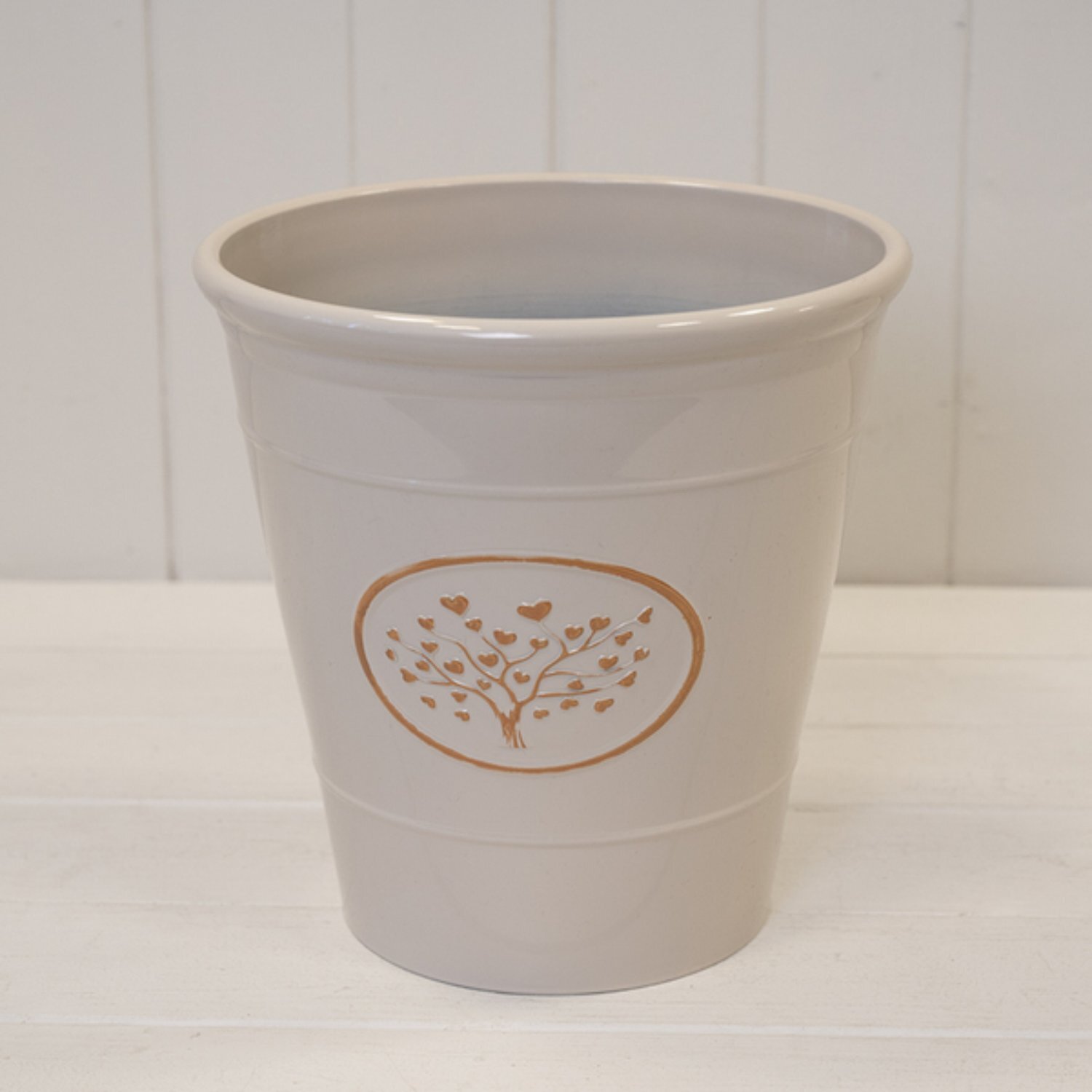 Kdmd Round Love Heart Tree Recycled Plastic Planter - Cream